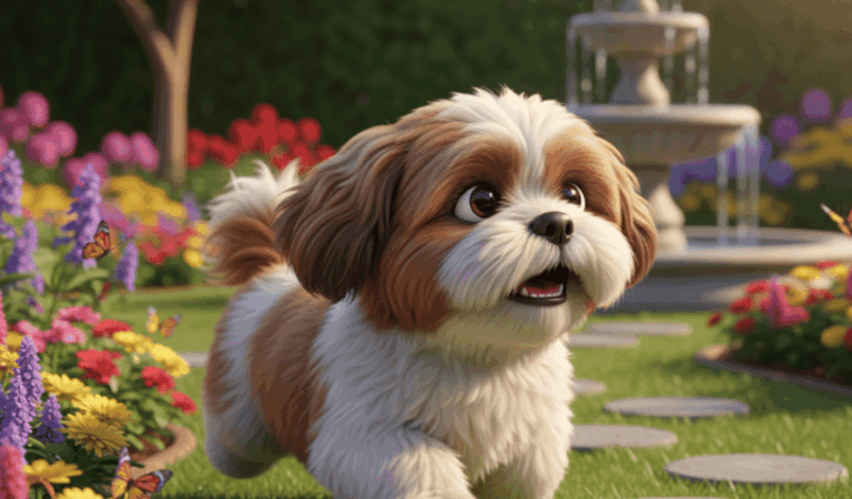 Cute Swimming Shih Tzu