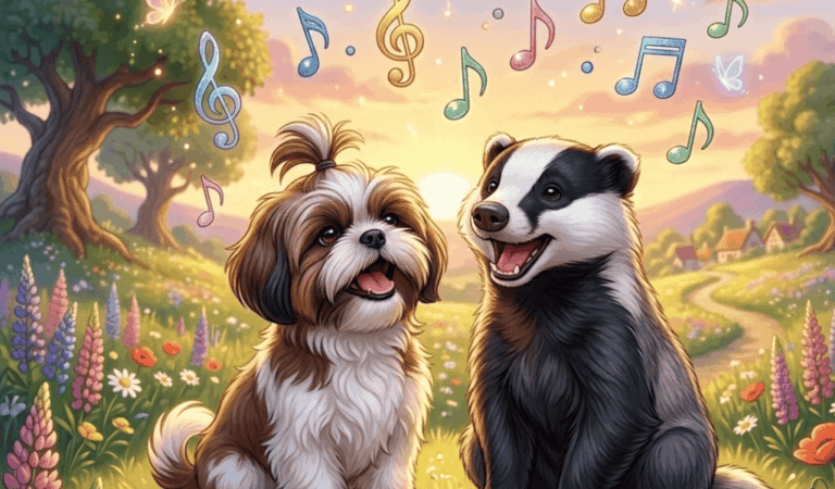 Shih Tzu, Badger Having a Sing-a-long!