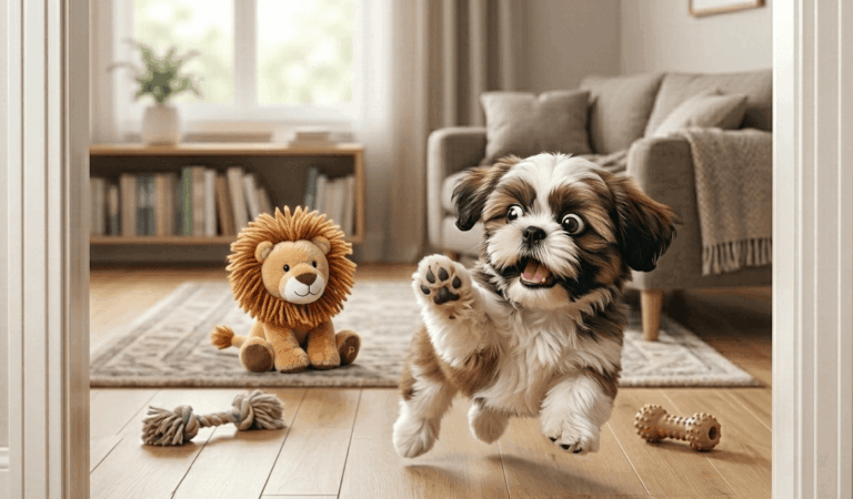 Shih Tzu Reacts Hilariously On First Encounter With Stuffed Lion Toy